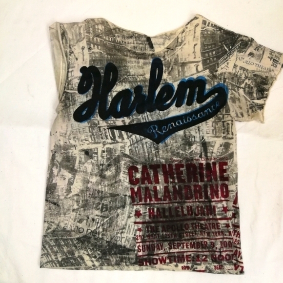Vintage Catherine Malandrino Y2k Harlem Renaissance Commemorative Print T Shirt - Picture 1 of 10